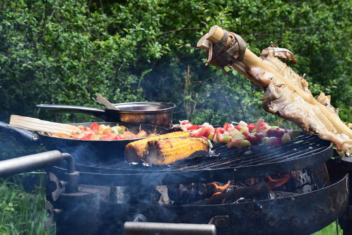 A colourful summer BBQ at Mill Valley Farm in Cornwall