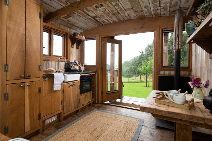Cheviot cabin view from inside, Alnwick, Northumberland