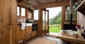 Cheviot cabin view from inside, Alnwick, Northumberland